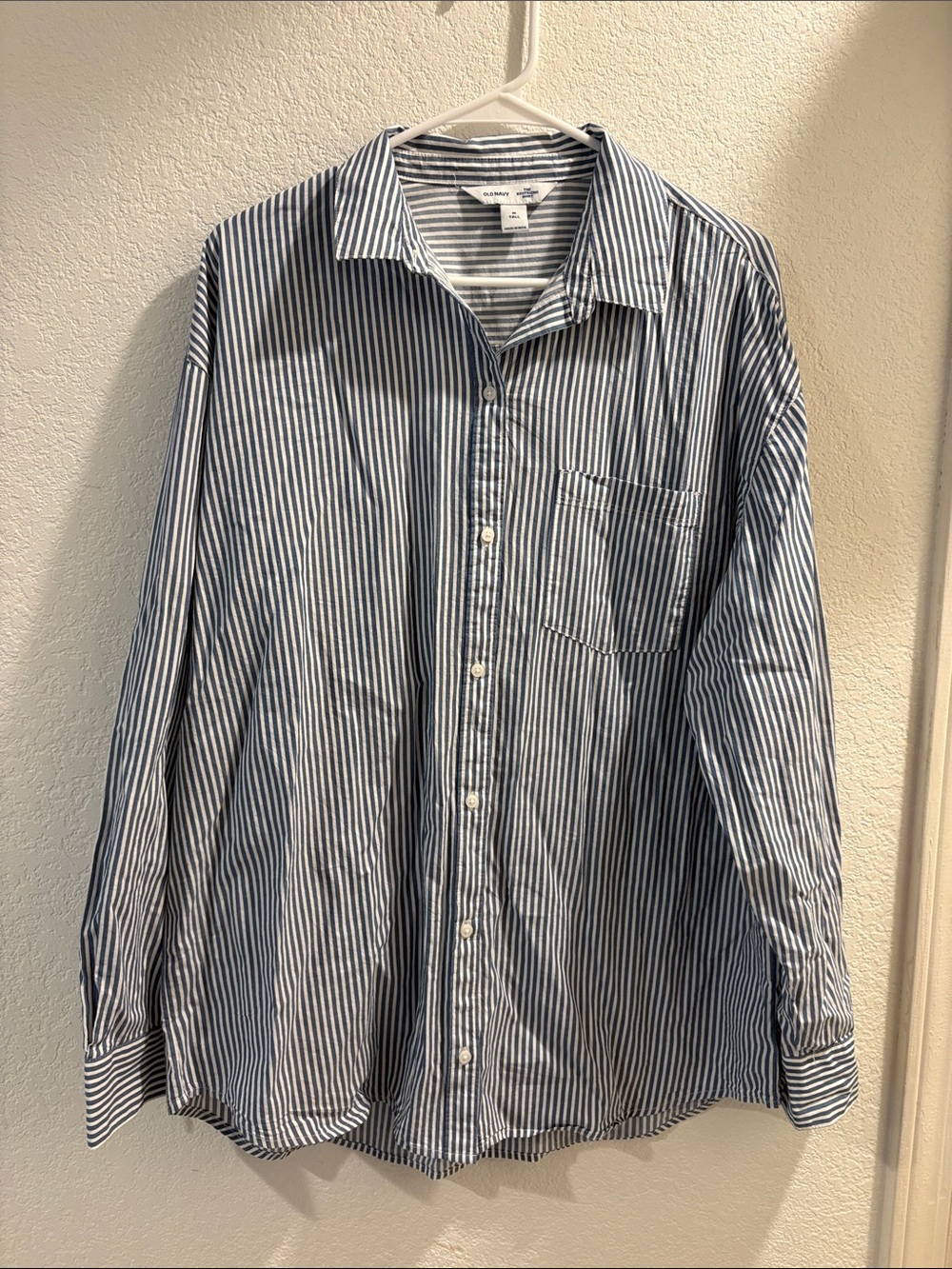 Old Navy Blue & White Striped Button-Down Shirt - Women, boyfriend fit
